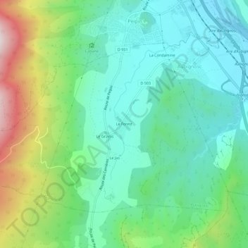Topografische Karte Le Forest, Höhe, Relief