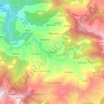 Topografische Karte Sangila, Höhe, Relief