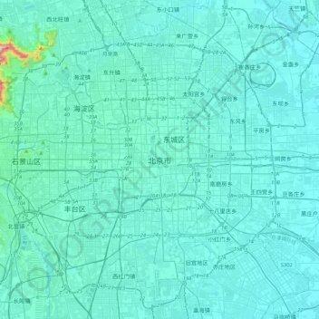 Topografische Karte Peking, Höhe, Relief