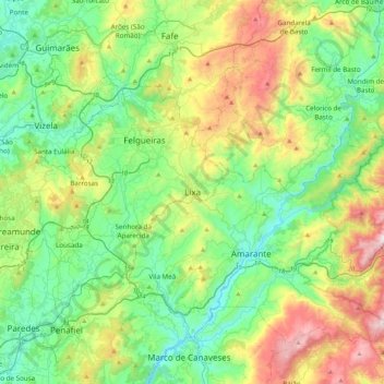 Topografische Karte Lixa, Höhe, Relief