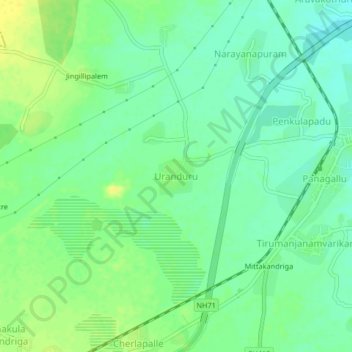 Topografische Karte Uranduru, Höhe, Relief