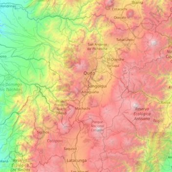 Topografische Karte Turubamba, Höhe, Relief