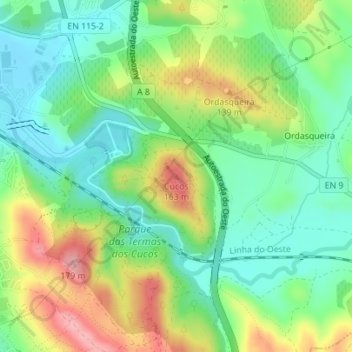 Topografische Karte Cucos, Höhe, Relief