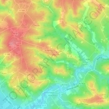 Topografische Karte Le Broussey, Höhe, Relief