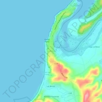 Topografische Karte La Boca, Höhe, Relief