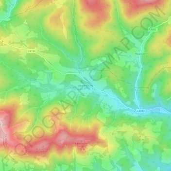 Topografische Karte Obertriesting, Höhe, Relief