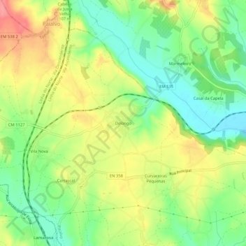 Topografische Karte Delongo, Höhe, Relief