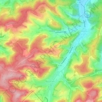 Topografische Karte Neudorf, Höhe, Relief