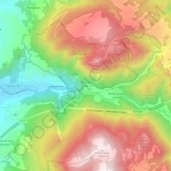 Topografische Karte Pale, Höhe, Relief