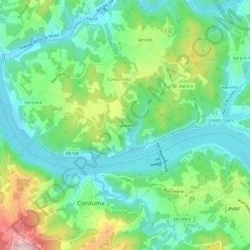 Topografische Karte Esposade, Höhe, Relief