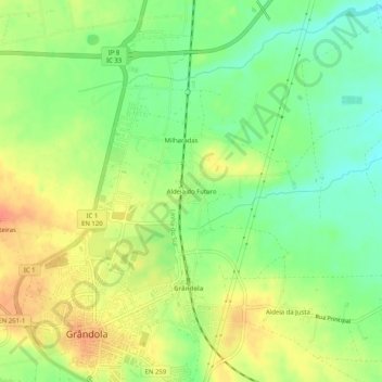 Topografische Karte Aldeia do Futuro, Höhe, Relief