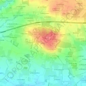 Topografische Karte Beaulieu, Höhe, Relief