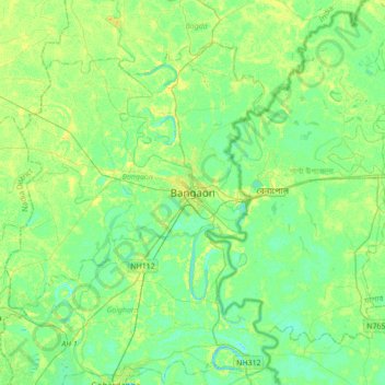 Topografische Karte Bangaon, Höhe, Relief