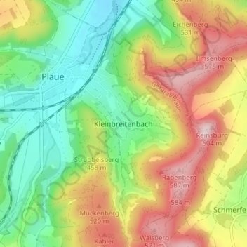 Topografische Karte Kleinbreitenbach, Höhe, Relief