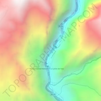 Topografische Karte Cañón del Pato, Höhe, Relief