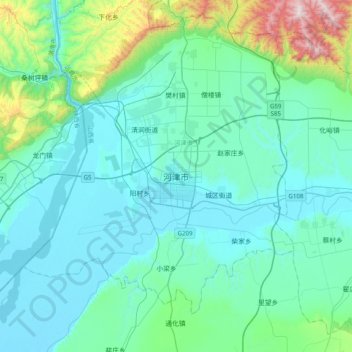Topografische Karte Hejin, Höhe, Relief