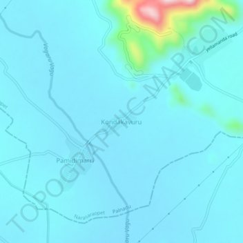 Topografische Karte Kondakavuru, Höhe, Relief