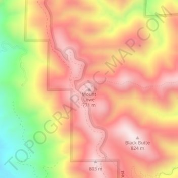 Topografische Karte Mount Lowe, Höhe, Relief