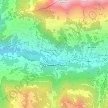 Topografische Karte Le Rosex, Höhe, Relief