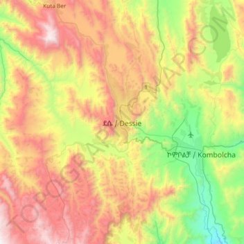 Topografische Karte ደሴ / Dessie, Höhe, Relief
