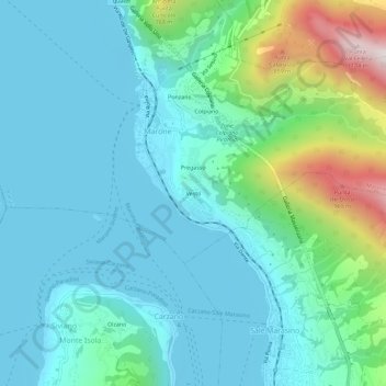 Topografische Karte Vesto, Höhe, Relief