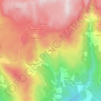 Topografische Karte Gamoal, Höhe, Relief