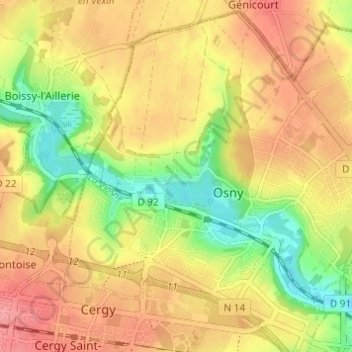 Topografische Karte Immarmont, Höhe, Relief