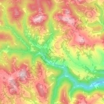 Topografische Karte Полом, Höhe, Relief