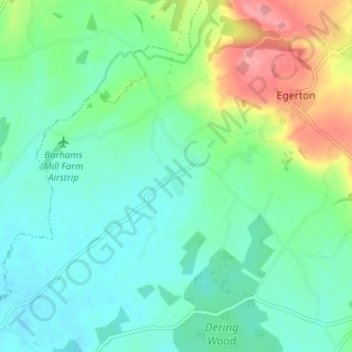 Topografische Karte Egerton Forstal, Höhe, Relief