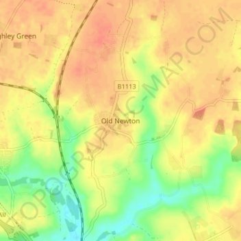 Topografische Karte Old Newton, Höhe, Relief