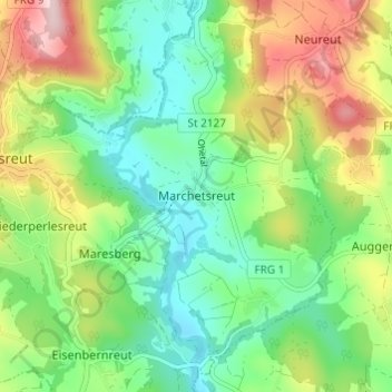 Topografische Karte Marchetsreut, Höhe, Relief