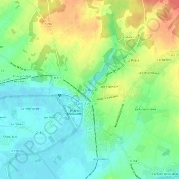 Topografische Karte Les Quins, Höhe, Relief