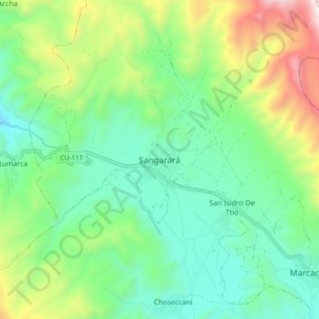 Topografische Karte Sangarará, Höhe, Relief
