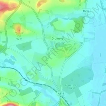 Topografische Karte Pickletillum, Höhe, Relief