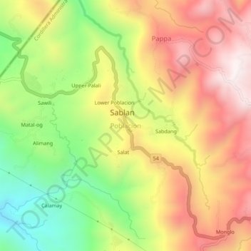 Topografische Karte Poblacion, Höhe, Relief