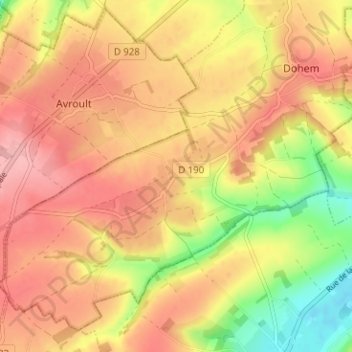 Topografische Karte Maisnil Bout d'Aval, Höhe, Relief