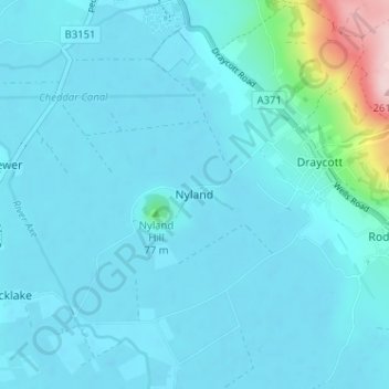 Topografische Karte Nyland, Höhe, Relief