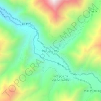 Topografische Karte Espíritu Santo, Höhe, Relief