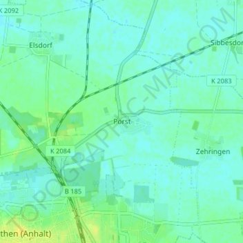 Topografische Karte Porst, Höhe, Relief