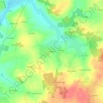 Topografische Karte Le Manoir, Höhe, Relief