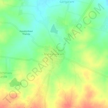 Topografische Karte Maheshwaram, Höhe, Relief