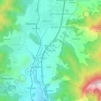 Topografische Karte Antessano, Höhe, Relief