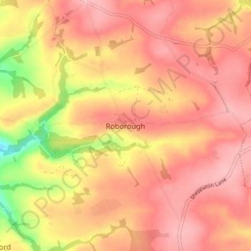 Topografische Karte Roborough, Höhe, Relief