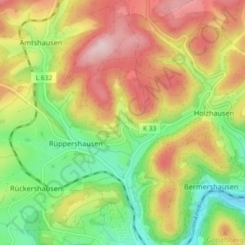 Topografische Karte Steinbach, Höhe, Relief