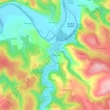 Topografische Karte Les Bertoux, Höhe, Relief