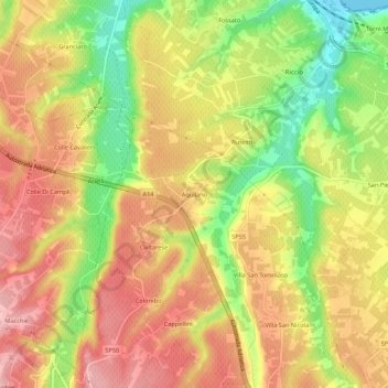 Topografische Karte Aquilano, Höhe, Relief