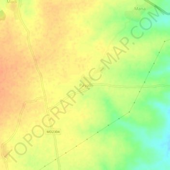 Topografische Karte Payali, Höhe, Relief