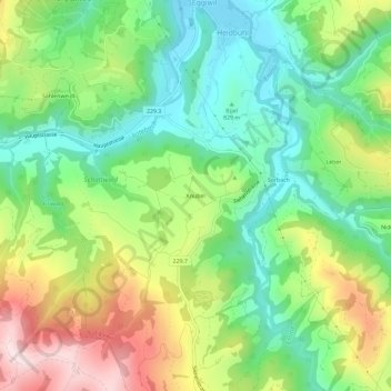 Topografische Karte Knubel, Höhe, Relief