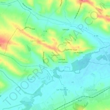 Topografische Karte Lazimont, Höhe, Relief
