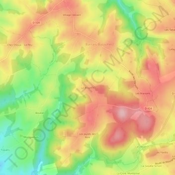 Topografische Karte La Bruyère, Höhe, Relief